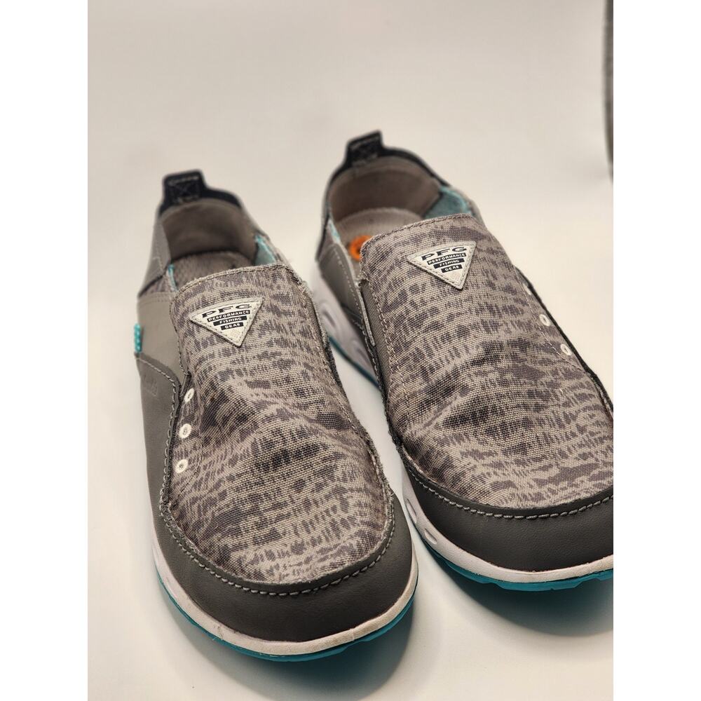 Mens 8.5W Columbia PFG Slip On Fishing Boat Shoes Bahama Vent Relaxed Gray/ Blue - Picture 2 of 9